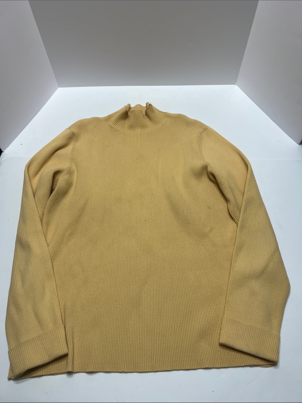 Investments Men's Ribbed Turtleneck Sweater in Pale Mustard